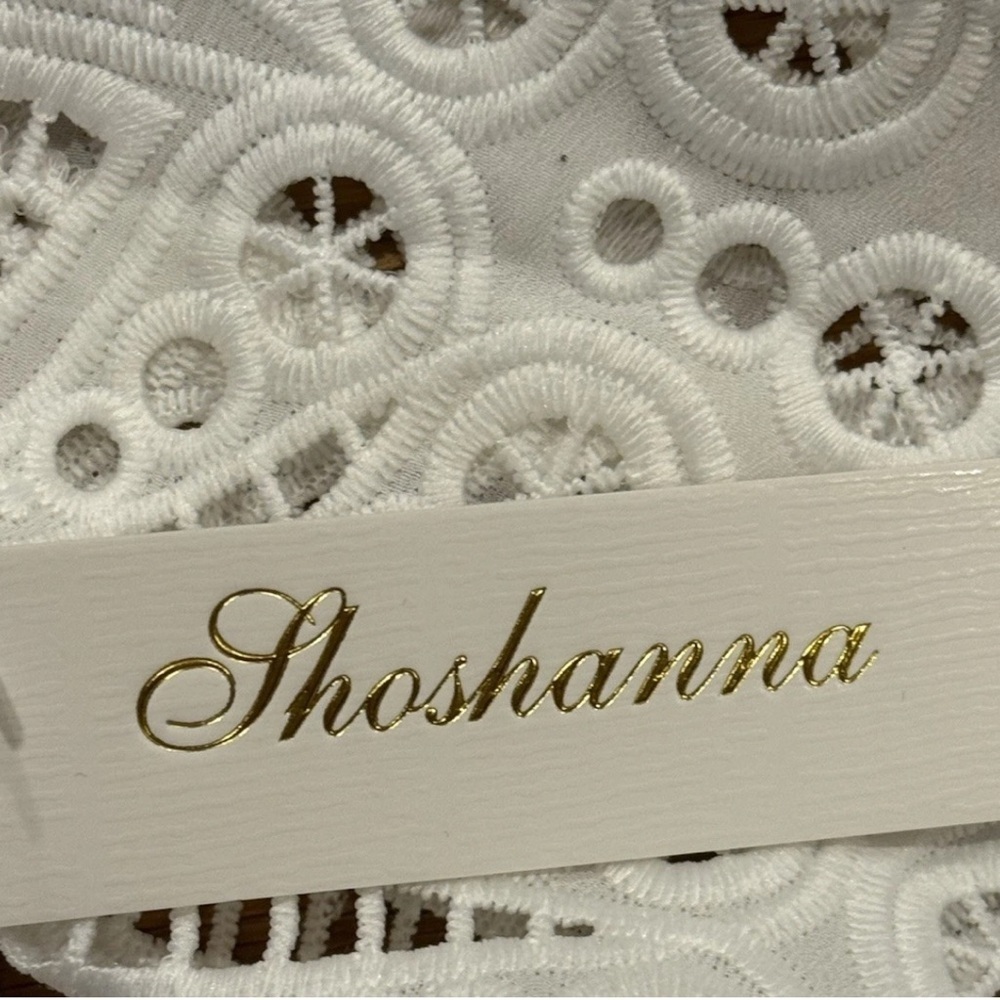 Shoshanna Eyelet Blouse White Ruffle Tie Neck Small - Picture 7 of 8
